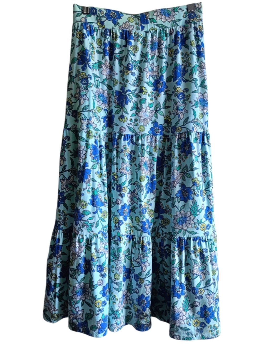 L🍀Blue Floral Tiered Maxi Skirt - Picture 4 of 8